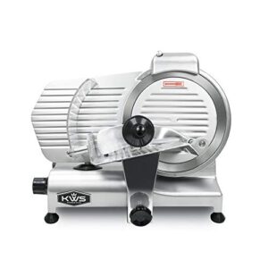 KWS Commercial 320W Electric Meat Slicer 10" Frozen Meat Deli Slicer Coffee Shop/restaurant and Home Use Low Noises [ ETL, NSF Certified ] (Stainless Steel Blade - Silver)