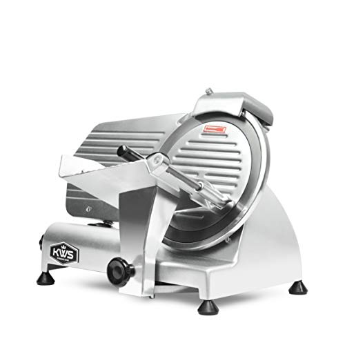 KWS Commercial 320W Electric Meat Slicer 10" Frozen Meat Deli Slicer Coffee Shop/restaurant and Home Use Low Noises [ ETL, NSF Certified ] (Stainless Steel Blade - Silver)