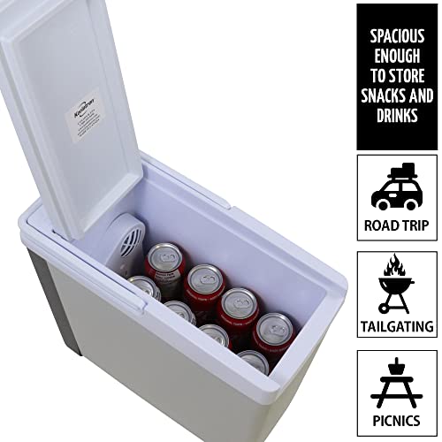 Koolatron Thermoelectric Iceless 12 Volt Cooler Warmer 18 qt (17 L), Electric Portable Car Cooler with DC Plug, Grey and White, for Travel Camping Fishing Trucking, Made in North America