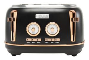 haden 75083 dorset 4 slice toaster, wide slot with removable crumb tray and settings, black/copper