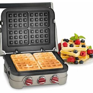 RAFBAR Waffle Plates for Cuisinart Griddler GR-4N,GR-5B P1,GR6S and GRID-8N Series, 2 Nonstick Coating Plates for 4 Slices Belgian Waffles