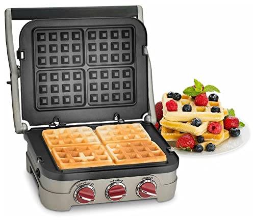 RAFBAR Waffle Plates for Cuisinart Griddler GR-4N,GR-5B P1,GR6S and GRID-8N Series, 2 Nonstick Coating Plates for 4 Slices Belgian Waffles