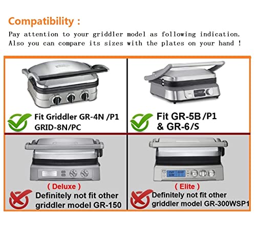 RAFBAR Waffle Plates for Cuisinart Griddler GR-4N,GR-5B P1,GR6S and GRID-8N Series, 2 Nonstick Coating Plates for 4 Slices Belgian Waffles