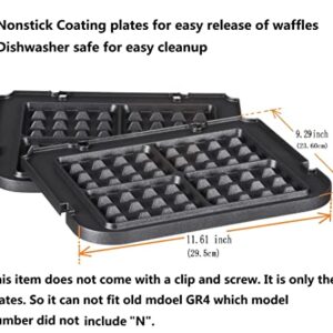 RAFBAR Waffle Plates for Cuisinart Griddler GR-4N,GR-5B P1,GR6S and GRID-8N Series, 2 Nonstick Coating Plates for 4 Slices Belgian Waffles