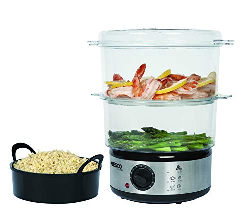 Nesco ST-25F, Food Steamer, 5 quart, 400 watts, Black/Clear