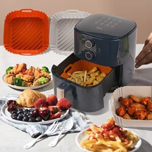 Actvty Silicone Liners Square 2 Pcs Air Fryer Silicone Basket, 8.5 Inches Non-stick Food-grade Silicone Baking Tray Reusable Air Fryer Inserts for 4 to 7 QT Air fryer Basket