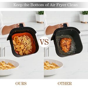 Actvty Silicone Liners Square 2 Pcs Air Fryer Silicone Basket, 8.5 Inches Non-stick Food-grade Silicone Baking Tray Reusable Air Fryer Inserts for 4 to 7 QT Air fryer Basket