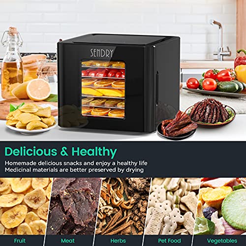 SENDRY Food Dehydrator with 6 Stainless Steel Trays, LED Touch Control Design Adjustable Digital Temperature and Time, Food Dryer Machine for Jerky, Meat, Beef, Dog Treats, Fruit, Vegetable, Herb, Yogurt