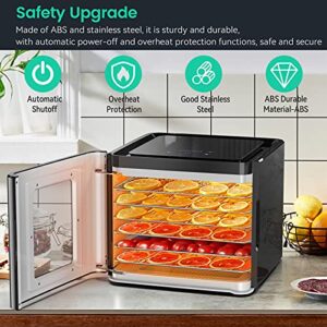 SENDRY Food Dehydrator with 6 Stainless Steel Trays, LED Touch Control Design Adjustable Digital Temperature and Time, Food Dryer Machine for Jerky, Meat, Beef, Dog Treats, Fruit, Vegetable, Herb, Yogurt