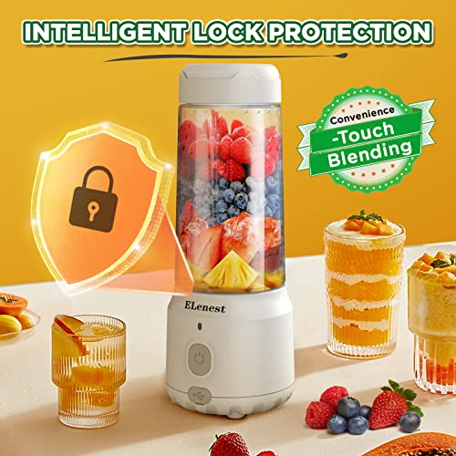 Convenient One-Touch Portable Blender with USB Rechargeable and Intelligent Lock Protection,13 oz Personal Blender for Shakes and Smoothies,Personal Size Blender for Kitchen,Travel and Sport