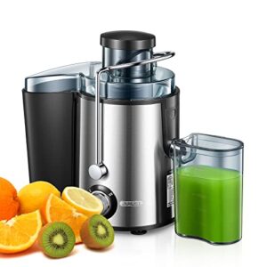 juicer machines, juilist new generation compact centrifugal juicer extractor for fruits and vegetables with 3” wide mouth, 400w motor easy to clean with anti-drip, bpa-free, recipe & brush included