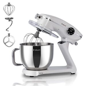 instant stand mixer pro,10-speed tilt-head electric mixer with digital interface,7.4-qt stainless steel bowl,from the makers of instant pot,600w,lightweight, whisk, dough hook and mixing paddle, pearl