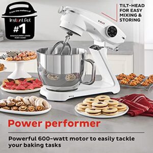 Instant Stand Mixer Pro,10-Speed Tilt-Head Electric Mixer with Digital Interface,7.4-Qt Stainless Steel Bowl,From the Makers of Instant Pot,600W,Lightweight, Whisk, Dough Hook and Mixing Paddle, Pearl