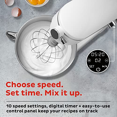 Instant Stand Mixer Pro,10-Speed Tilt-Head Electric Mixer with Digital Interface,7.4-Qt Stainless Steel Bowl,From the Makers of Instant Pot,600W,Lightweight, Whisk, Dough Hook and Mixing Paddle, Pearl