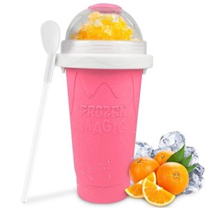 slushy maker cup – travel slushie cup, tiktok quick freeze magic cup, double layer slushy cup, cooler smoothie silicon cup, mini ice cream maker, slushies – pink.