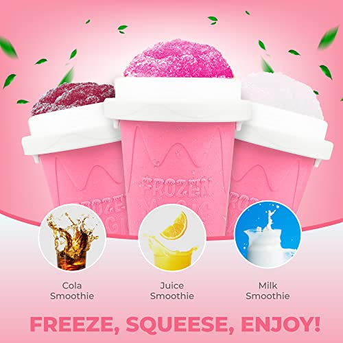 Slushy Maker Cup - Travel Slushie Cup, TIKTOK Quick Freeze Magic Cup, Double Layer Slushy Cup, Cooler Smoothie Silicon Cup, Mini Ice Cream Maker, Slushies - Pink.