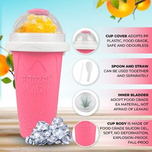 Slushy Maker Cup - Travel Slushie Cup, TIKTOK Quick Freeze Magic Cup, Double Layer Slushy Cup, Cooler Smoothie Silicon Cup, Mini Ice Cream Maker, Slushies - Pink.