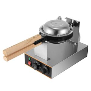 VEVOR Commercial Bubble Waffle Maker, 1400W Egg Bubble Puff Iron w/ 180° Rotatable 2 Pans & Wooden Handles, Stainless Steel Baker w/ Non-Stick Teflon Coating, 50-250℃/122-482℉ Adjustable