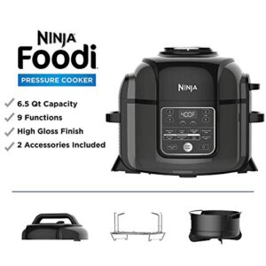 Ninja OP350co Foodi 9-in-1 Pressure, Broil, Dehydrate, Slow Cooker, Air Fryer, and More, with 6.5 Quart Capacity and a High Gloss Finish (Black) - Renewed
