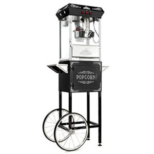Olde Midway Vintage Style Popcorn Machine Maker Popper with Cart and 10-Ounce Kettle - Black