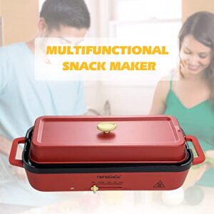 HeHoGoGo Multifunctional Electric Griddle Electric Grill Nonstick Baking Maker with 3 Interchangeable Pans Takoyaki Maker Cake Pop Maker Mini Pancake Maker Fried Steak