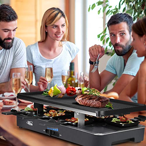 Artestia Raclette Table Grill,1200W raclette grill,Korean BBQ Grill Electric Indoor 2 in 1 Korean Bbq Grill,Cheese Raclette with Grill Stone and Non-Stick Reversible Alumin