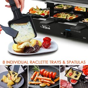 Artestia Raclette Table Grill,1200W raclette grill,Korean BBQ Grill Electric Indoor 2 in 1 Korean Bbq Grill,Cheese Raclette with Grill Stone and Non-Stick Reversible Alumin