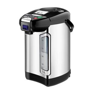 nutrichef digital water boiler and warmer – 5l/5.28 qt stainless electric hot water dispenser w/lcd display, rotating base, keep warm, auto shut off, safety lock, instant heating for coffee & tea