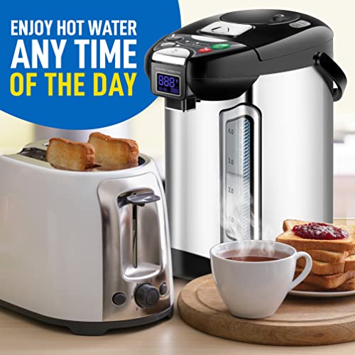 NutriChef Digital Water Boiler and Warmer - 5L/5.28 Qt Stainless Electric Hot Water Dispenser w/LCD Display, Rotating Base, Keep Warm, Auto Shut Off, Safety Lock, Instant Heating for Coffee & Tea