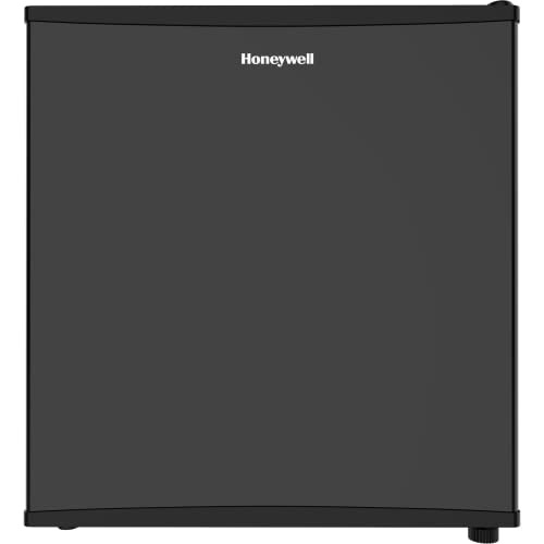 Honeywell Compact Refrigerator 1.6 Cu Ft Mini Fridge with Freezer, Single Door, Low noise, for Bedroom, Office, Dorm with Adjustable Temperature Settings, Black