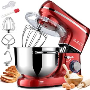 kuccu stand mixer, 6.5 qt 660w, 6-speed tilt-head food dough mixer, kitchen electric mixer with stainless steel bowl,dough hook,whisk, beater, egg white separator (6.5-qt, red)