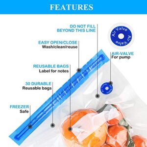 ZEROLISM Sous Vide Bags 50 Vacuum Sealer Reusable BPA Free Food Bags 4 Sizes Vacuum Zipper Bags 4 sealing clips 5 sous vide bag clips Joule Cookers Anova Food Storage Preservation