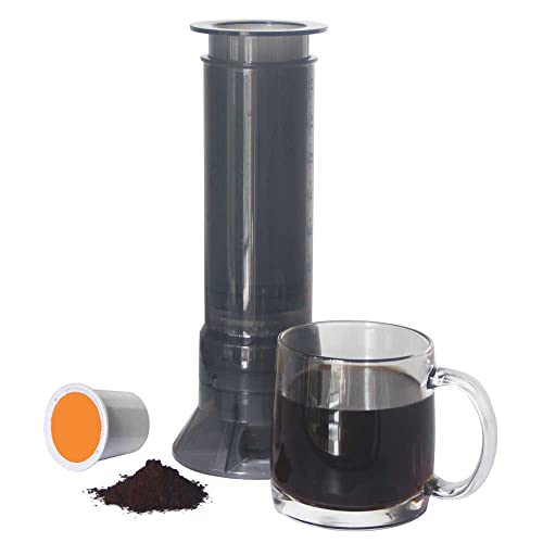 BLACKSMITH FAMILY Portable Travel Coffee Maker Press, Camping Coffee Press, Travel K Cup Coffee Maker - Instantly Makes Delicious Coffee, Compatible with K Cups and Ground Coffee, 4~12 OZ One Shot