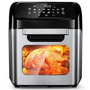 air fryer, 13 quart air fryer oven with rotisserie function, 10 in 1 electric hot oven with 8 cooking accessories and recipe, 1700w air fryer toaster oven with 9 presets, preheat & defrost function