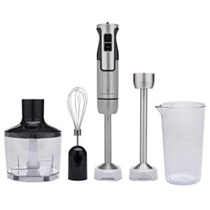 ChefWave Intermix Immersion Blender Handheld, 500W 5-in-1 Multi-Purpose Hand Blender, 9-Speed Stick Blender, 20oz Beaker, 20oz Chopper, Egg Whisk, 6.3in & 8.5in Immersion Wands, Black