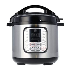 masterchef electric pressure cooker 10 in 1 instapot multicooker 6 qt, slow cooker, vegetable steamer, rice maker, digital programmable insta pot with 18 cooking presets, stainless steel, non stick