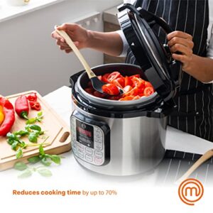 MasterChef Electric Pressure Cooker 10 in 1 Instapot Multicooker 6 Qt, Slow Cooker, Vegetable Steamer, Rice Maker, Digital Programmable Insta Pot with 18 Cooking Presets, Stainless Steel, Non Stick