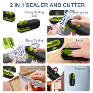 Ankilo Mini Bag Sealer, Handheld Heat Sealer, 2 in 1 Plastic Bag Sealer, Portable Heat Vacuum Sealer, Rechargable Mini Sealing Machine, for Plastic Bags Chip Bags Food Storage, Black