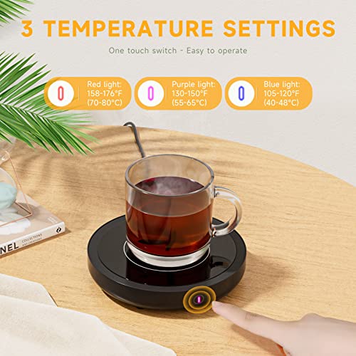 Coffee Mug Warmer Smart Cup Warmer with 3 Temperature Settings Electric Beverage Warmer Plate Auto Shut Off, Coffee, Tea and Milk Warmer for Office Home Desk Use (Cup Not Included)