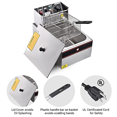 WeChef Electric Deep Fryer with Basket 2500W 12.7 Qt Countertop Stainless Steel Frying Machine Commercial Home Chicken Funnel Cake Bar