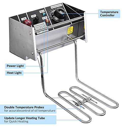 WeChef Electric Deep Fryer with Basket 2500W 12.7 Qt Countertop Stainless Steel Frying Machine Commercial Home Chicken Funnel Cake Bar