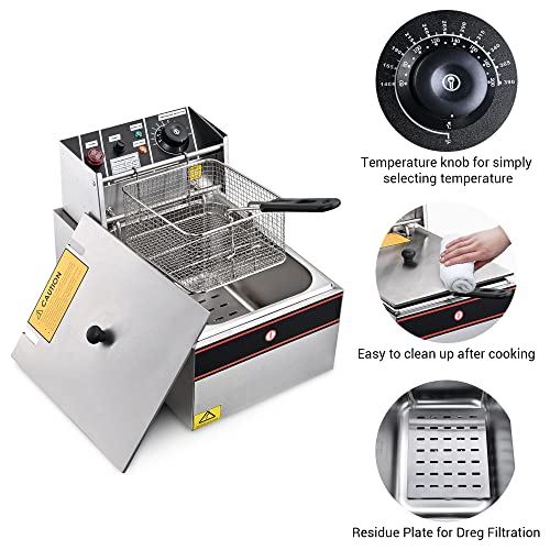 WeChef Electric Deep Fryer with Basket 2500W 12.7 Qt Countertop Stainless Steel Frying Machine Commercial Home Chicken Funnel Cake Bar