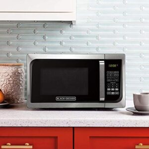 Black+Decker, Stainless Steel EM925AJK-P1 0.9-Cu. Ft. Pull Handle Microwave