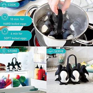 Penguin 3-in-1 Cook, Store and Serve Egg Holder. Easy-to-use Penguin-Shaped Boiled Egg Cooker Boiler for Making Hard or Soft Boiled Eggs. 6 Eggs Capacity