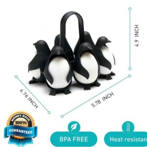 Penguin 3-in-1 Cook, Store and Serve Egg Holder. Easy-to-use Penguin-Shaped Boiled Egg Cooker Boiler for Making Hard or Soft Boiled Eggs. 6 Eggs Capacity