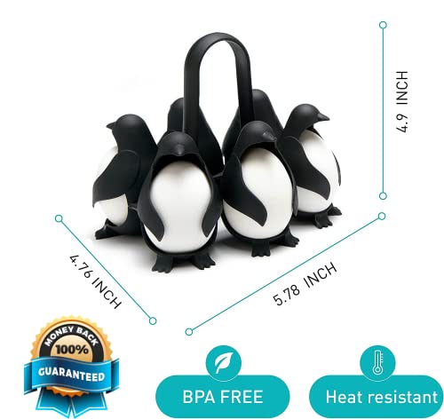 Penguin 3-in-1 Cook, Store and Serve Egg Holder. Easy-to-use Penguin-Shaped Boiled Egg Cooker Boiler for Making Hard or Soft Boiled Eggs. 6 Eggs Capacity