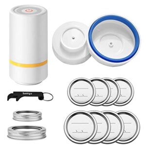 mason jar vacuum sealer,electric vacuum sealer kit for wide-mouth & regular-mouth mason jar,rechargeable automatic food vacuum sealer with 8pcs canning lids set