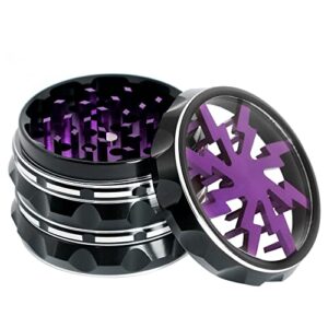 pysea 2.5″ aluminum grinder with clear top, black and purple