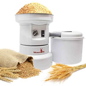 powerful electric grain mill wheat grinder for home and professional use – high speed grain grinder flour mill for healthy grains and gluten-free flours – electric grain mill by wondermill,white
