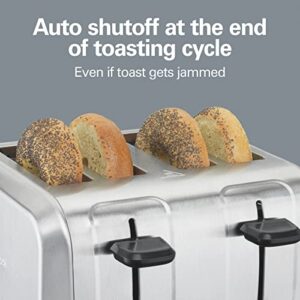 Hamilton Beach 4 Slice Toaster with Extra Wide Slots for Bagels, Shade Selector, Toast Boost, Slide-Out Crumb Tray, Auto-Shutoff and Cancel Button, Brushed Stainless Steel (24910)